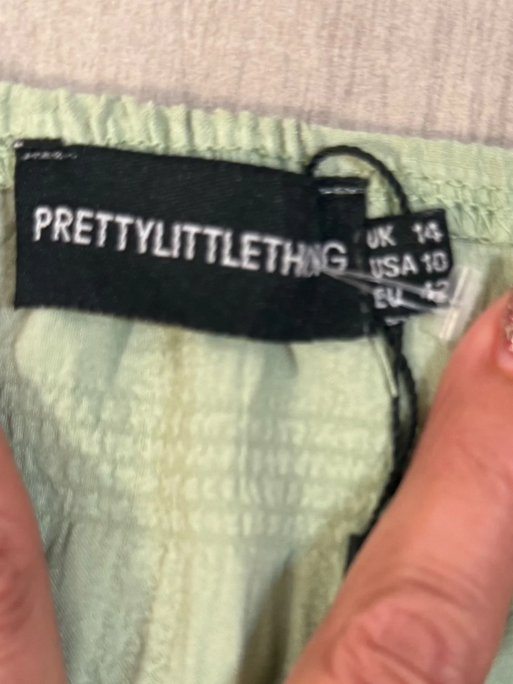 PrettyLittleThing Pastel Green Puff Sleeve Crop Top & Skirt Set